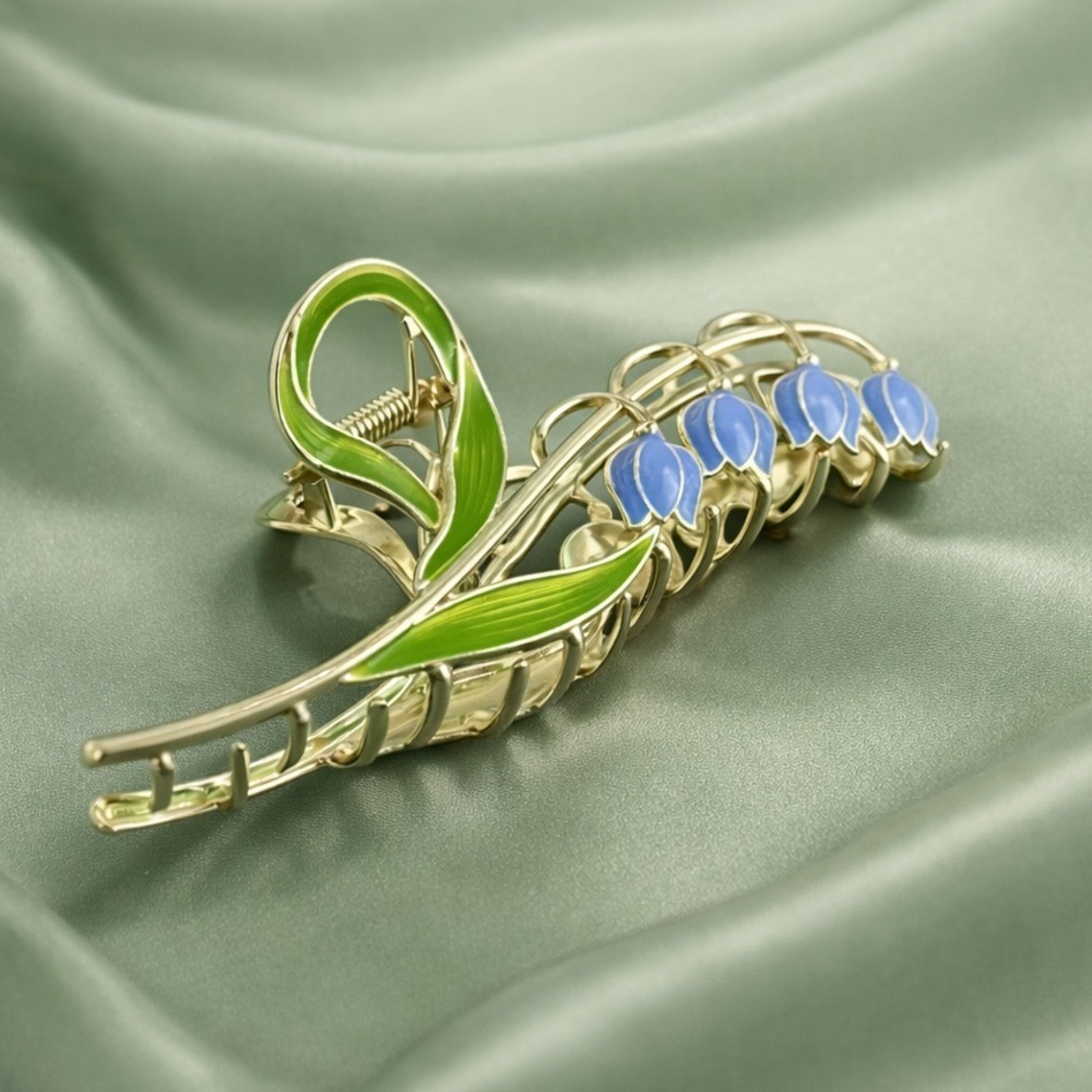 Vintage Garden Blue Lily of the Valley Elegance Hair Clip